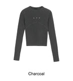 Kend Rivet Pigment Crop Long Sleeve