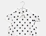 Miring Dot Strap Puff Blouse