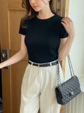 Tory Round Ribbed Span Short Sleeve T-shirt