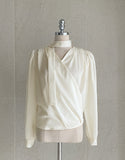 [Tie set] Repodi Satin Wrapped Shirred Blouse