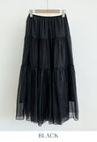 Miel Chiffon Pleated Tiered Long Skirt