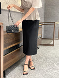 Laend Cool Basic Back Slit H-Line Skirt