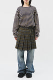 (W) Mitz Checked Pleats Skirt