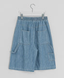 [unisex] Miguel Banding Carpenter Linen Denim Bermuda Pants