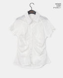 Kasen pleated shirring short sleeve shirt