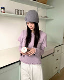 Depin layered two-way angora short-sleeve long-sleeve frilled t-shirt