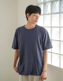 Slub Half U-Neck Short Sleeve T-Shirt