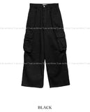 Solid cargo pocket cotton pants