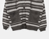 Salt Stripe Boxy Pocket Hooded Knit Cardigan