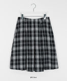 Tamoni wool check pleated midi skirt