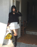 Pobo suede velvet lace tiered mini skirt