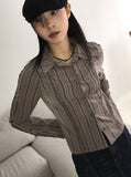 [MADE] Dough Vintage Stripe Lace Slim Shirt