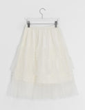 Juril Mesh Frill Tiered Elastic Midi Skirt