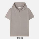 Dates Henley Neck Short Sleeve Hoodie