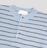Clo Hairy Stripe Henley Neck Knit