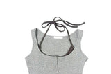 Milty Halter Color Matching Fake Layered Sleeveless