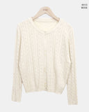 Linwoo punching button knit cardigan