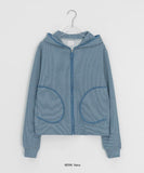 Henkit Stripe Color Matching Hood Zip-Up