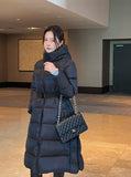 [Duck Down100%] Meju Side Button Hood Long Padding (Belt Set)