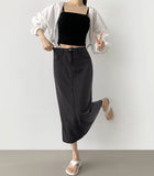 Summer Tencel Cooling Back Slit Span H-Line Denim Skirt