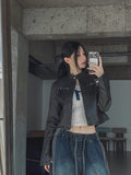 Oul vintage washing biker leather jacket