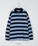 [BAONHAUS] Pinda Stripe Rugby Collar Long Sleeve Tee