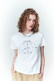Circle Kitty Embroidered Crop Short Sleeve Tee