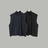 High neck denim vest