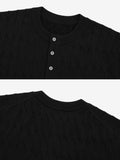 Henley Neck Cable Short Sleeve Knit