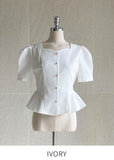 Cloa Heartneck Puff Peplum Jacket Blouse
