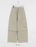 [unisex] Mekis banding string parachute diagonal big cargo pants