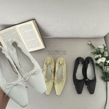 Ribbon Shirring Square To Flat Shoes