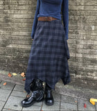 [BELT SET] FLOW PLAID CHECK SKIRT