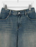 [unisex] Crion Washed Denim Banding Balloon Wide Pants