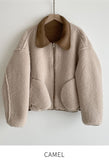[Wool Lining] Momen Fur Collar Soft Suede Jumper