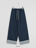 Monique Check Color Matching Cotton Wide Banding Pants