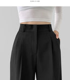 Slacks Flower Two Pintuck Inner Clip Wide Slacks Pants