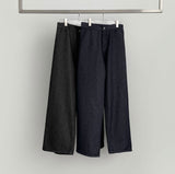 Raw back point button roll-up mega wide fit denim pants
