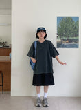 [unisex] Mitlo Henryneck Pigment Over Short Sleeve Tee