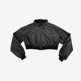 Viola cropped leather jacket