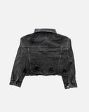 Grunge dark denim short jacket