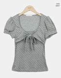 Cookin Check Ribbon Short Sleeve T-shirt