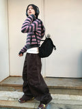 HAIRY STRIPE HOOD ZIP-UP