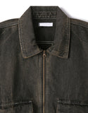 Vintage washed balloon collar denim jacket