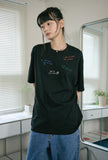Draw Stitch Embroidered Short Sleeve Tee