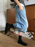 DOUBLE WAIST BERMUDA DENIM