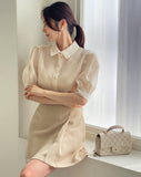 Rubille Collar See-through Frill Blouse