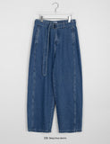 [unisex] Keulan Belted Wide Denim Pants