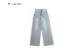 Wet Light Blue Washing Wide Denim Pants