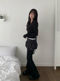 Lumpy Rib Round Slim Fit Long Sleeve Cardigan